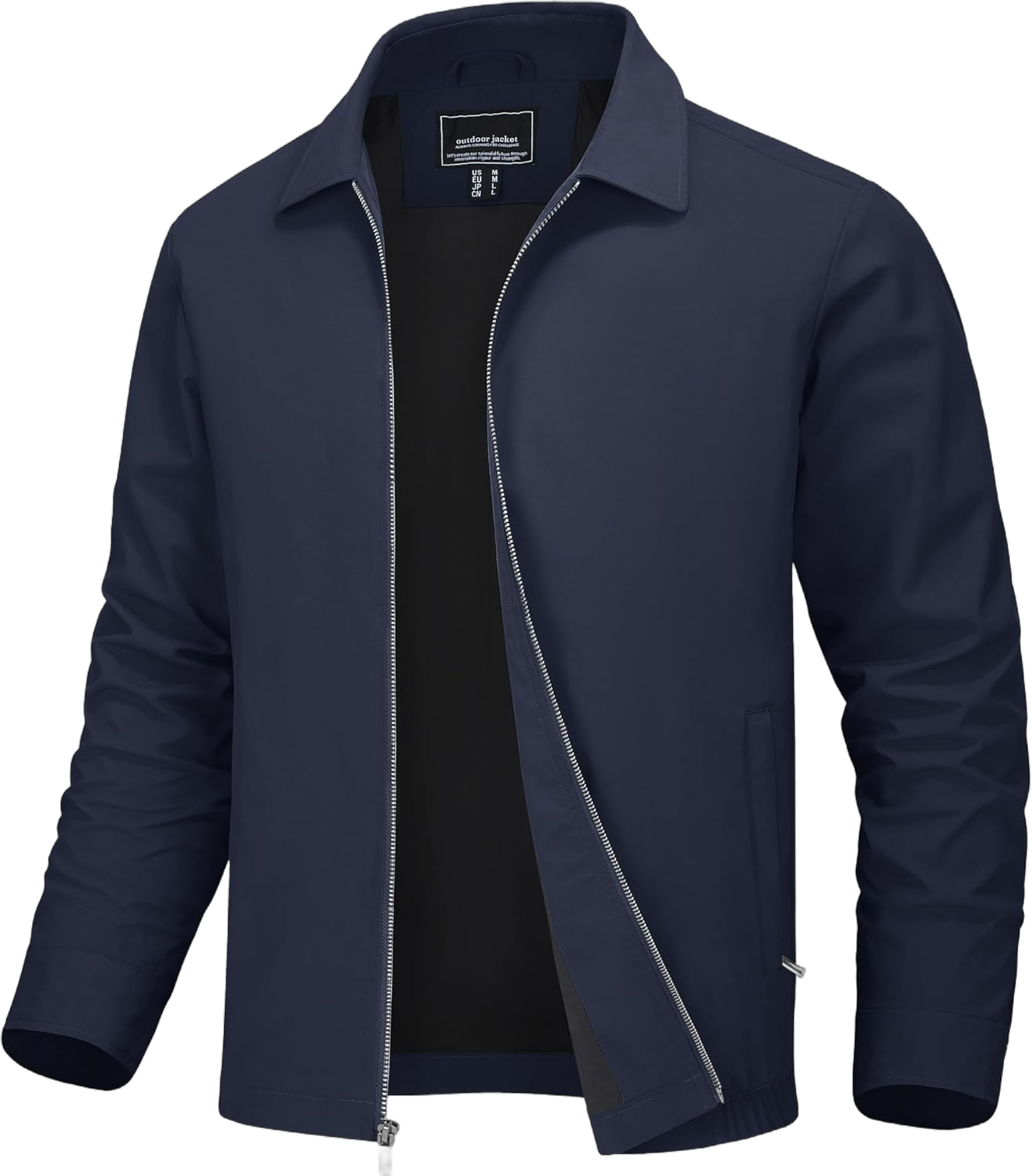 MAGNIVIT Men's Lightweight Jackets Light Windbreaker Full Zip Up Stylish Golf Coat Business Work Casual Dress Small Navy Blue