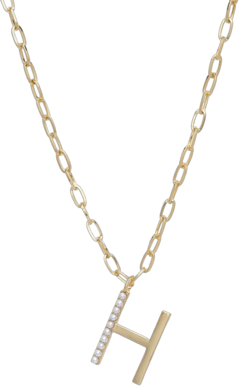 Ettika Initial Necklaces for Women. 18K Gold Plated Pearls Pendant, Letter Necklace. Gold Initial Necklace, Dainty Chain H