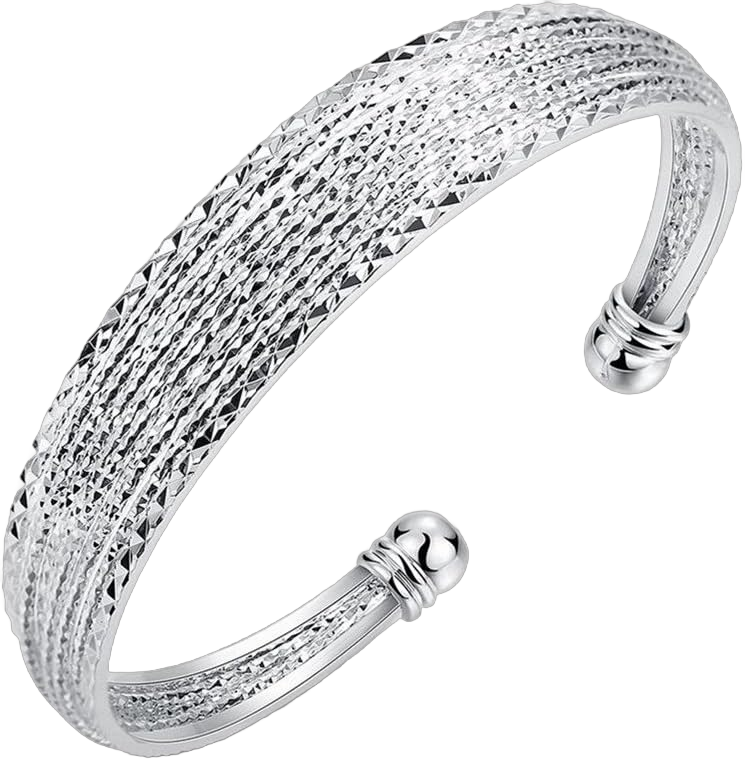 KACON Sterling Silver Bangle Bracelet, Fashion Simple Open Bangles Cuff bracelets for Women