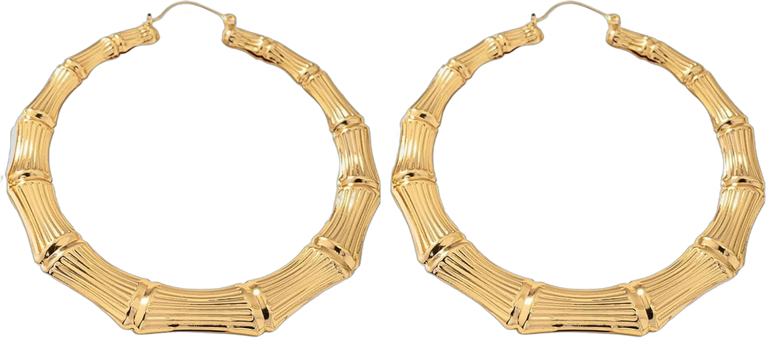 Bamboo Earrings for Women Gold Bamboo Hoop Earrings 90s Circle Heart Bamboo Earrings Large Bamboo Hoop Earrings 90s Outfits Accessories Jewelry Gifts