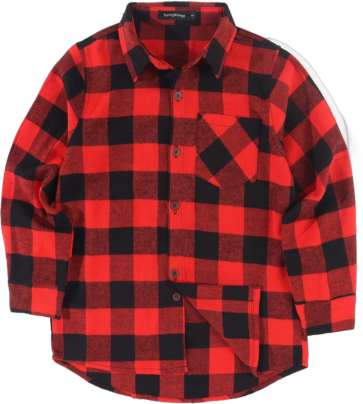 Spring&Gege Boys Casual Long Sleeve Plaid Flannel Button Down Shirt for Children (2-14 Years) Red Black-checked 4-5T