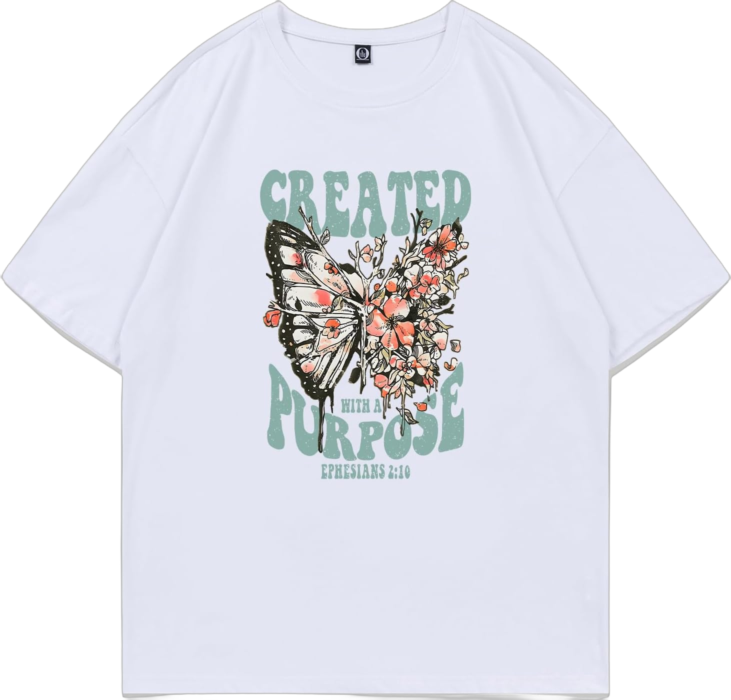 Christian Shirts for Women Jesus Tshirt Faith Religious Bible Verse T Shirt Oversized Boho Butterfly Graphic Tees Top White Small