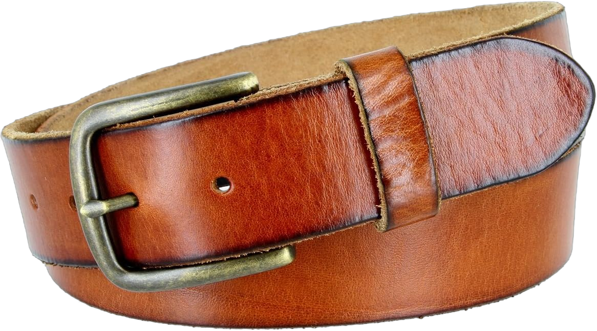 Men's Casual Jeans Belt made with Vintage Full Grain Leather 1-1/2" = 38mm wide 38 Tan