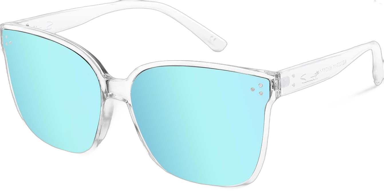 Sumato Sunglasses Womens, Oversized Pink Sunglasses for Women with Trendy Mirrored Lens UV400 Blocking Light Blue