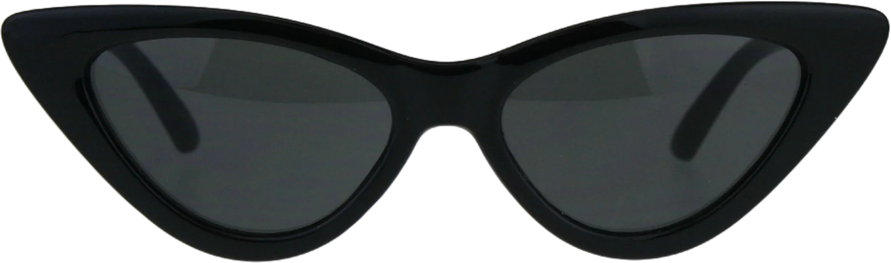 SA106 Womens Classic Narrow Cat Eye Gothic Plastic Sunglasses All Black