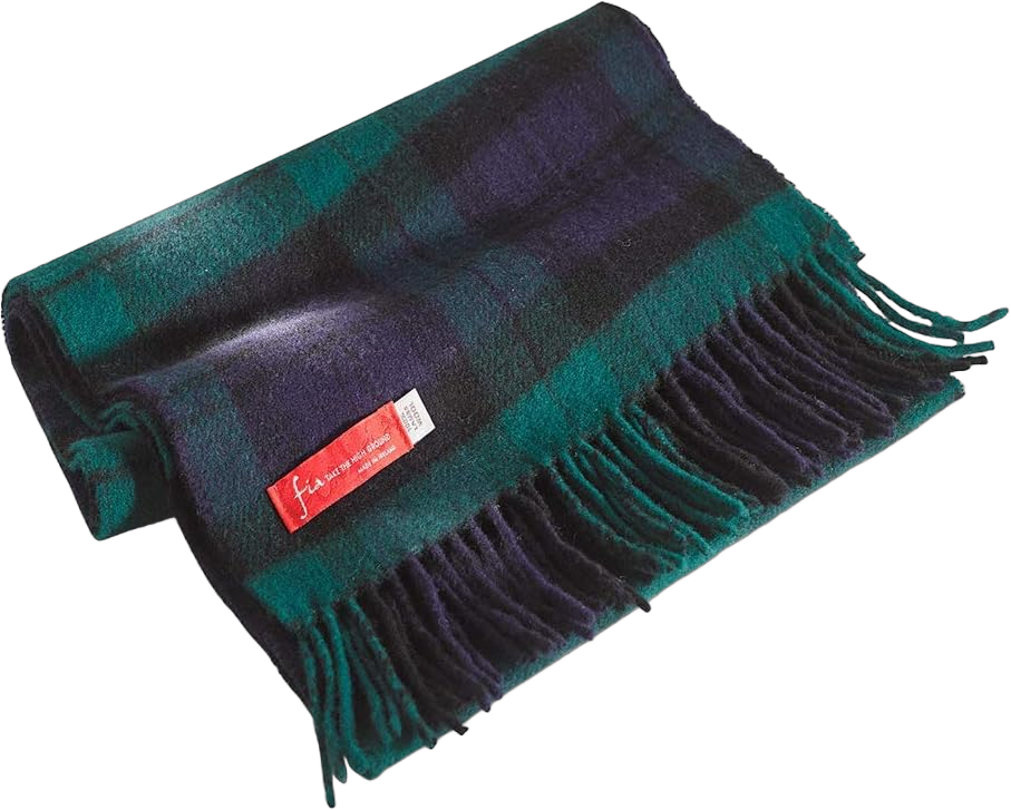 FIA Soft and Warm Irish Wool Plaid Scarf for Men, 12" Wide X 60" Long Blackwatch