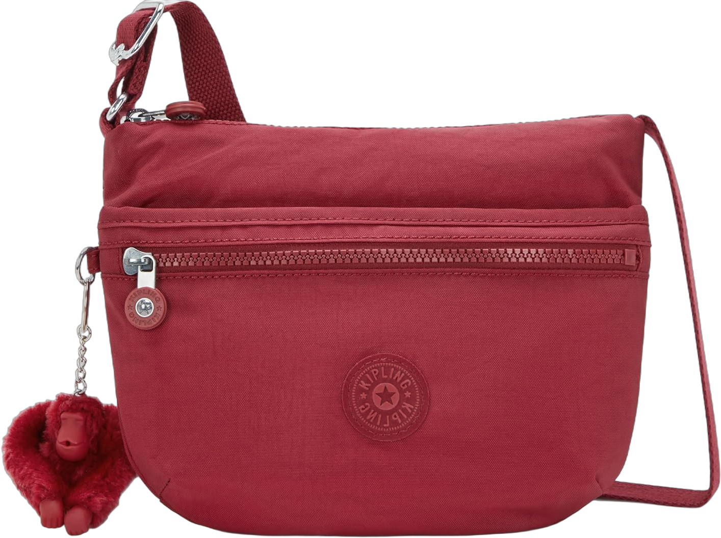 Kipling Women’s Arto Small Crossbody, Lightweight Everyday Purse, Casual Nylon Shoulder Bag 9.75''L x 8.25''H x 1.25''D Funky Red