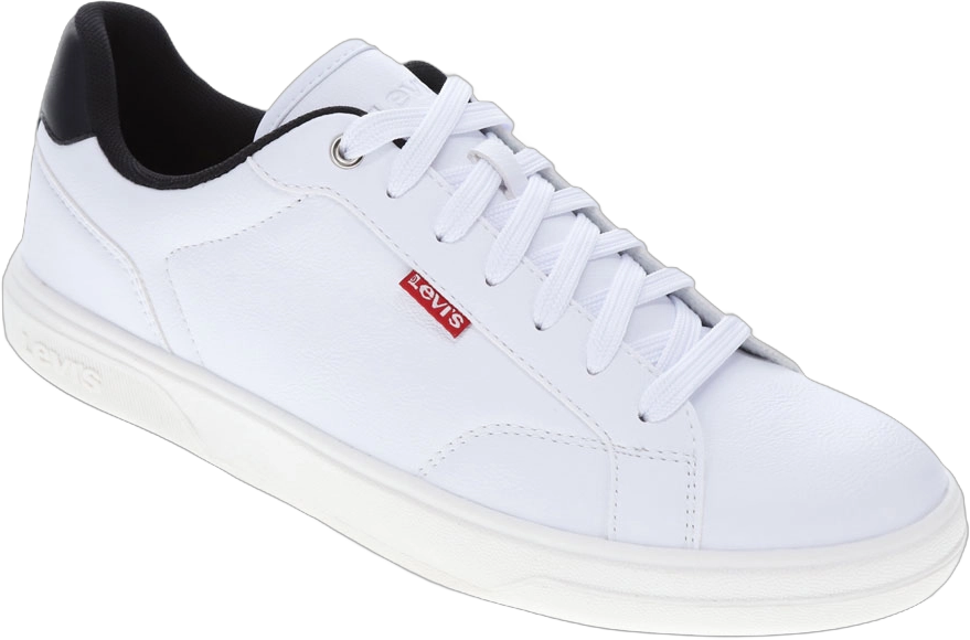 Levi's Mens Carter Synthetic Leather Casual Lace Up Sneaker Shoe, White/Black, Size 10.5