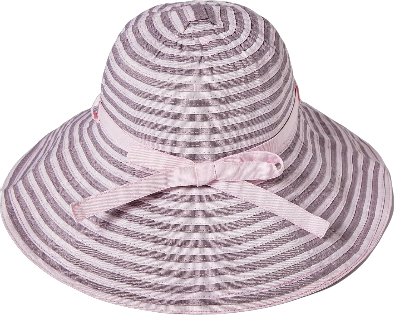 Home Prefer Baby Toddlers Beach Sun Hat Rollable Brim Bowknot Stripe UV Sun Protection Hat for Girls Woven Bucket Hat 4-8 Years Pink