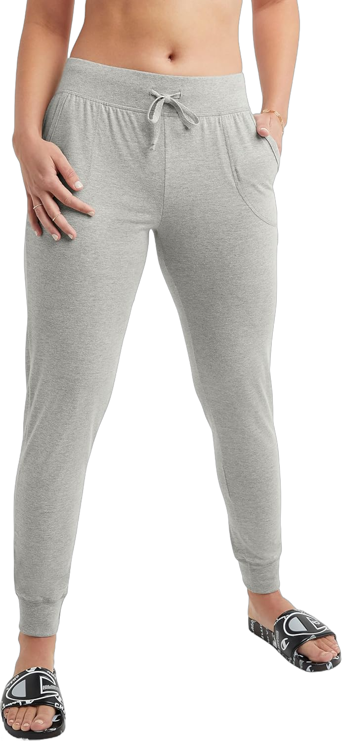 Champion Women'S Joggers, Lightweight Lounge, Comfortable Jersey Lounge Pants For Women, 29 Large Oxford Gray