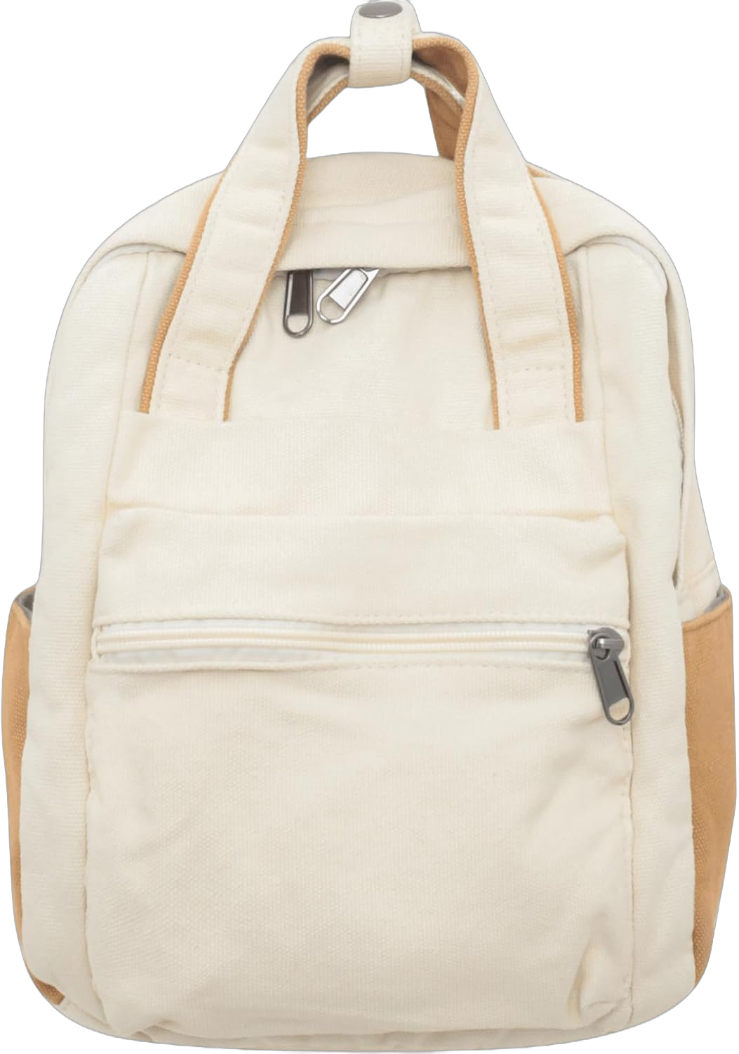 Small Canvas Backpack for Women Unisex Lightweight Daypack Cute Backpacks Casual Travel Bag (Beige)
