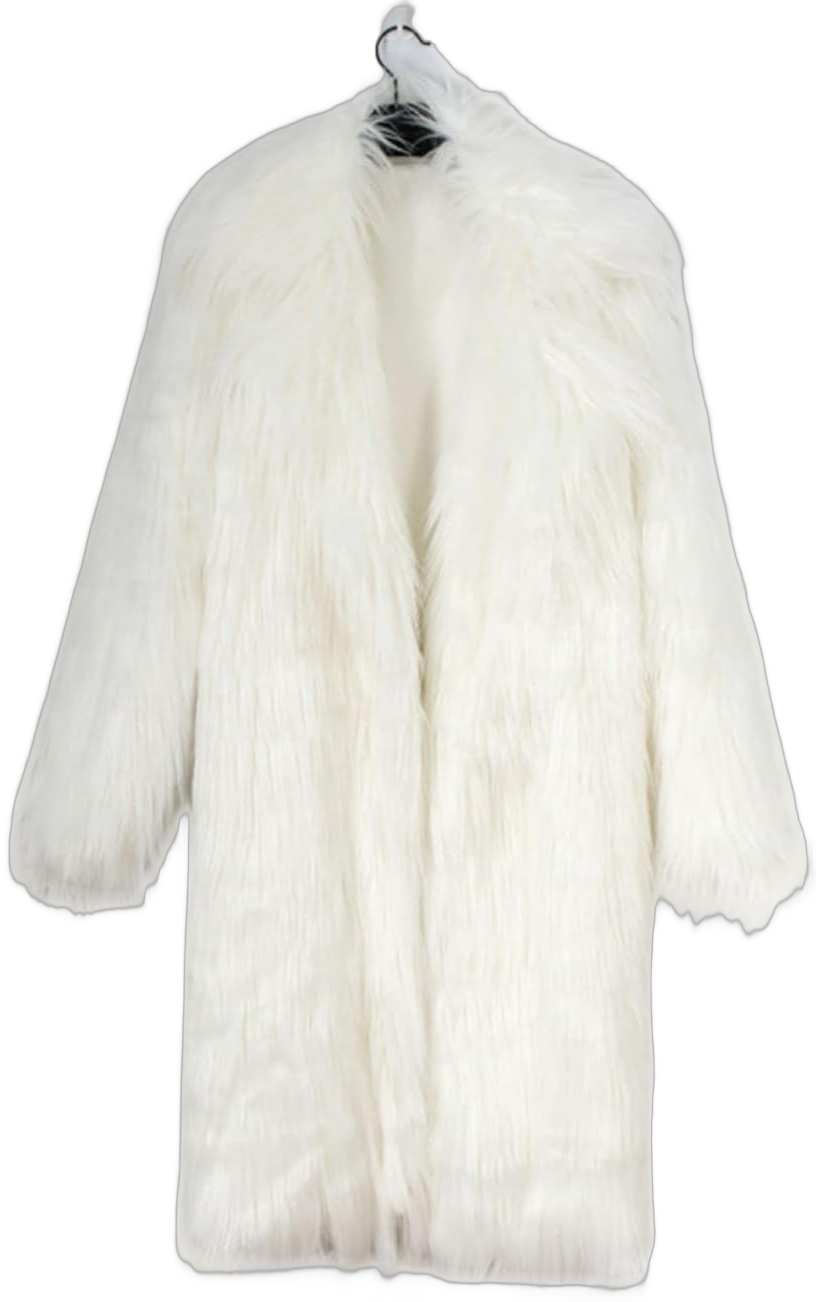 Faux Fur Fashion Women's Long Full Length Winter Warm Coat Fur Sweater Jacket Overcoat Hooded Outerwear 6X-Large White