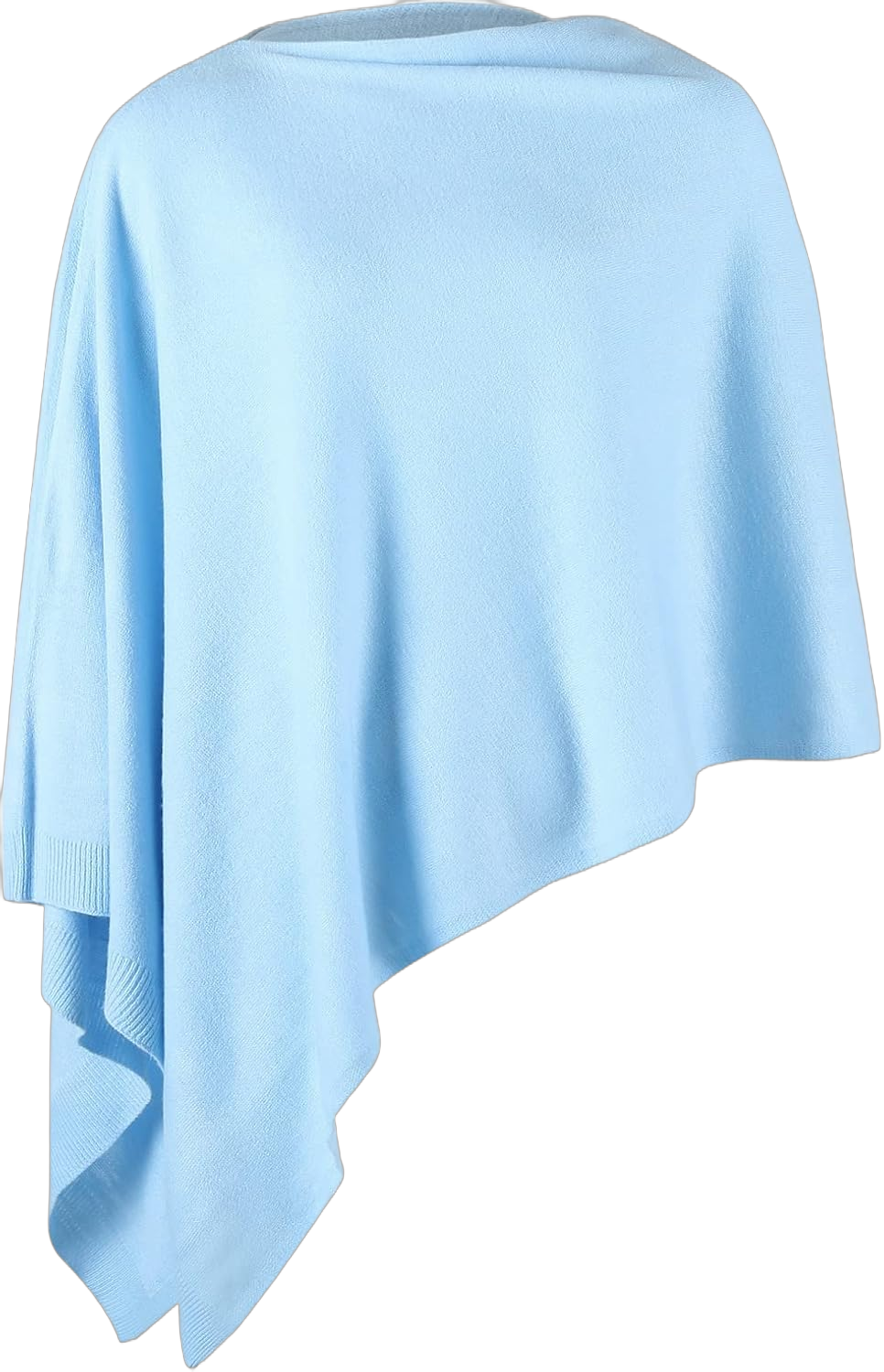 Fomolom Women Ponchos Sweater Versatile Lightweight Solid Knitted Shawl Wrap Scarf Cape Accessories for Womens Sky Blue