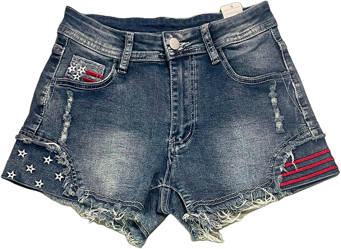 4th of July Shorts for Women High Waisted Star Striped Print Frayed Hem Distressed Bodycon Denim Shorts 2024 Trendy XX-Large Blue Lightning Deals of Today