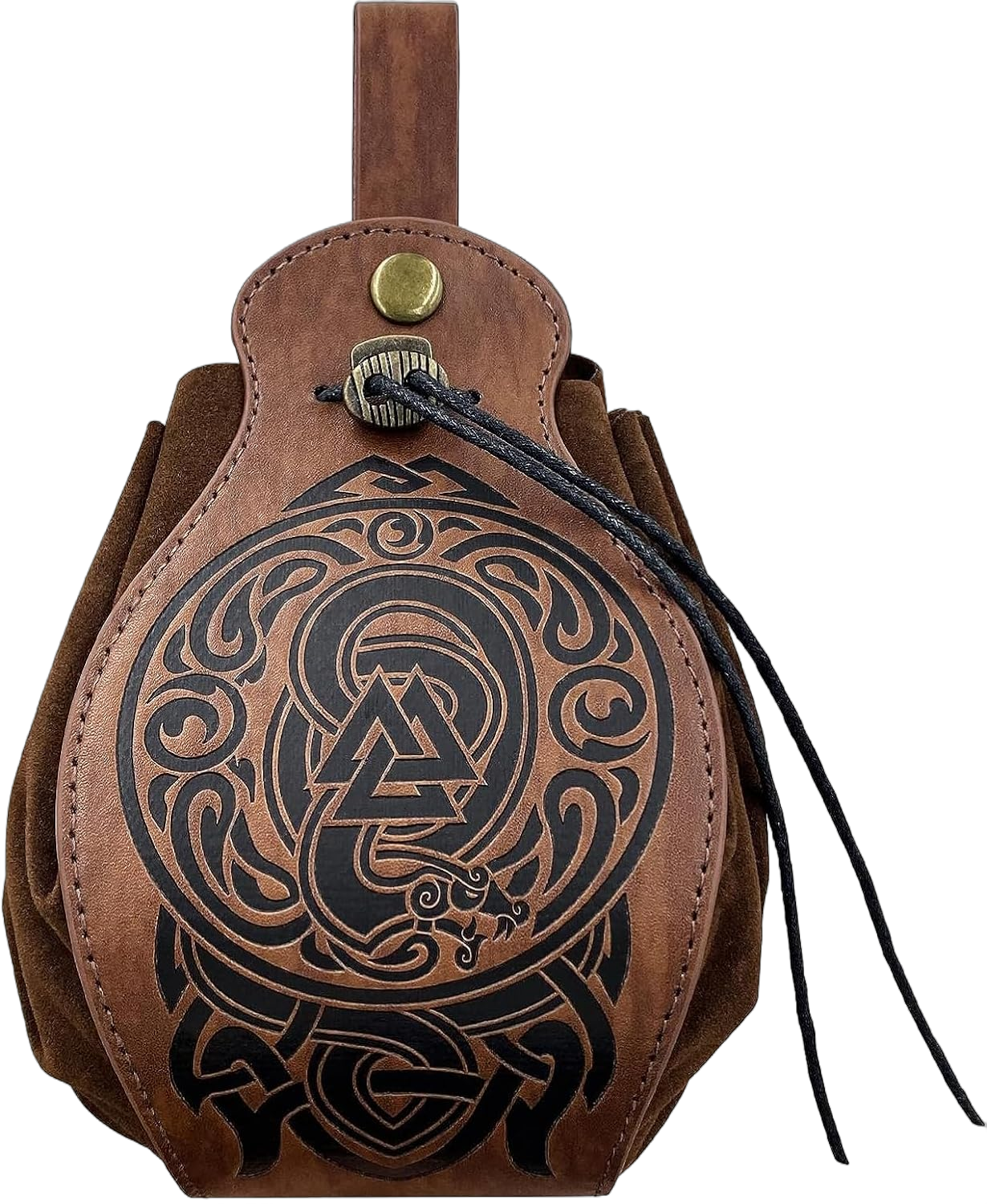 Medieval Leather Belt Pouch for Men Women Portable Drawstring Side Pack Vintage Belt Bag Waist Dice Bag for Halloween LARP Ren Faire Renaissance Costume Accessories