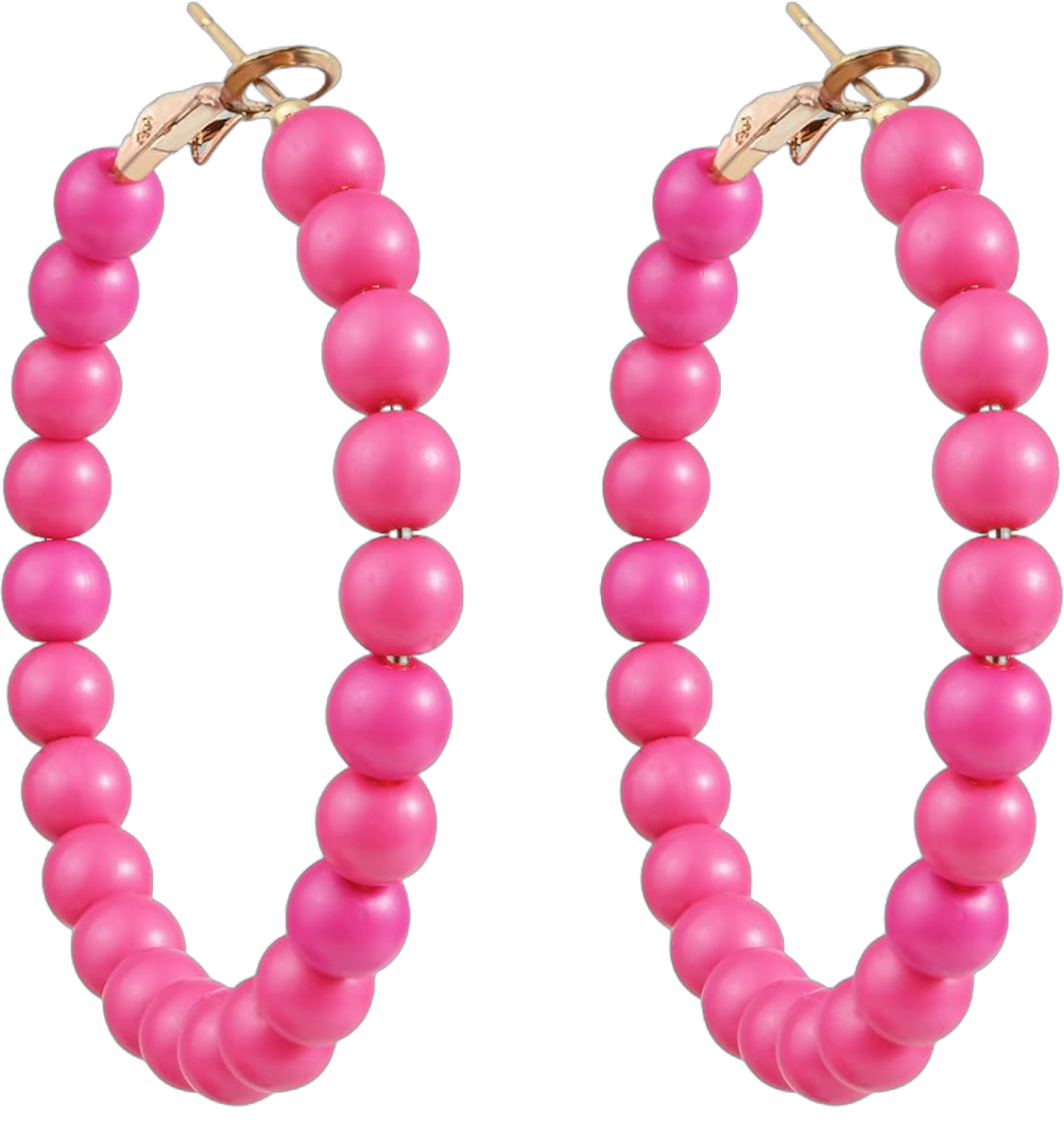 Beaded Hoop Earrings for Women Boho Circle Bead Earrings Fashion Earrings for Women Trendy (Pink) pink