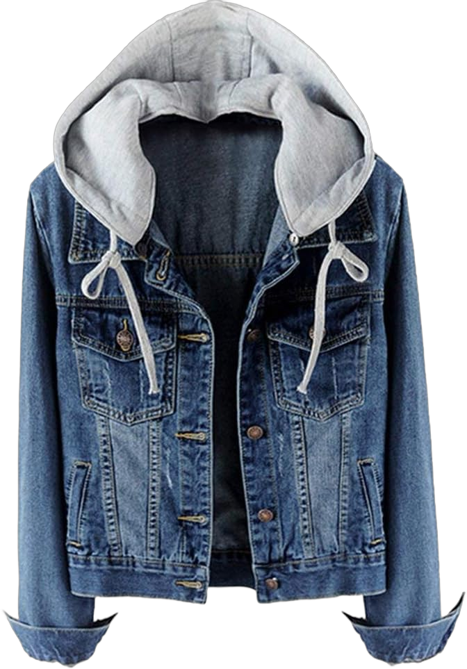 LifeShe Women's Casual Detachable Hoodie Denim Jacket Large B-deep Blue