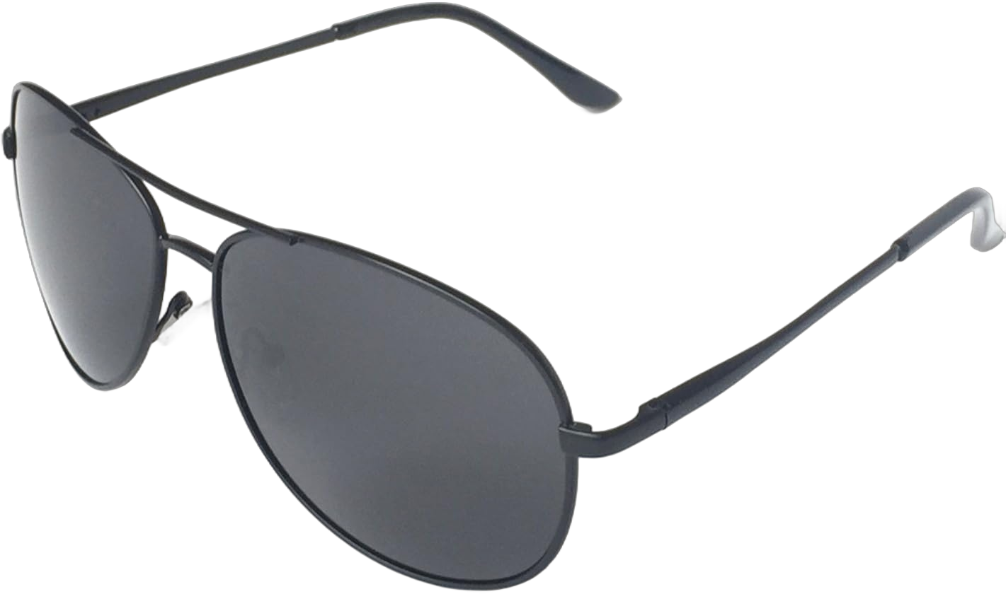 J+S Premium Military Style Classic Aviator Sunglasses, Polarized, 100% UV protection for Men Women Black Frame/Gray Lens Classic Aviator - Large 62mm