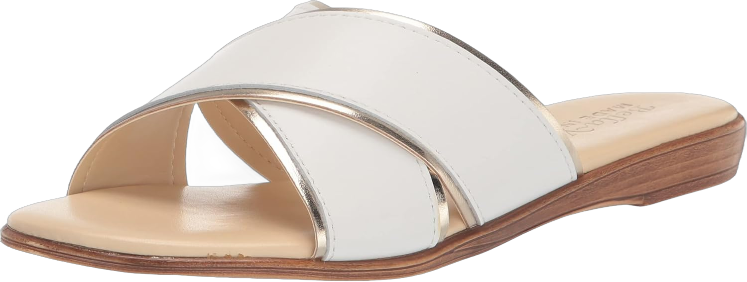 Women's Tab-Italy Flat Sandal 9 White Leather