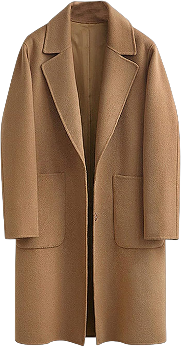 chouyatou Women's Winter Casual Single Breasted Long Wool Coat Formal Office Wool Overcoat Small Camel