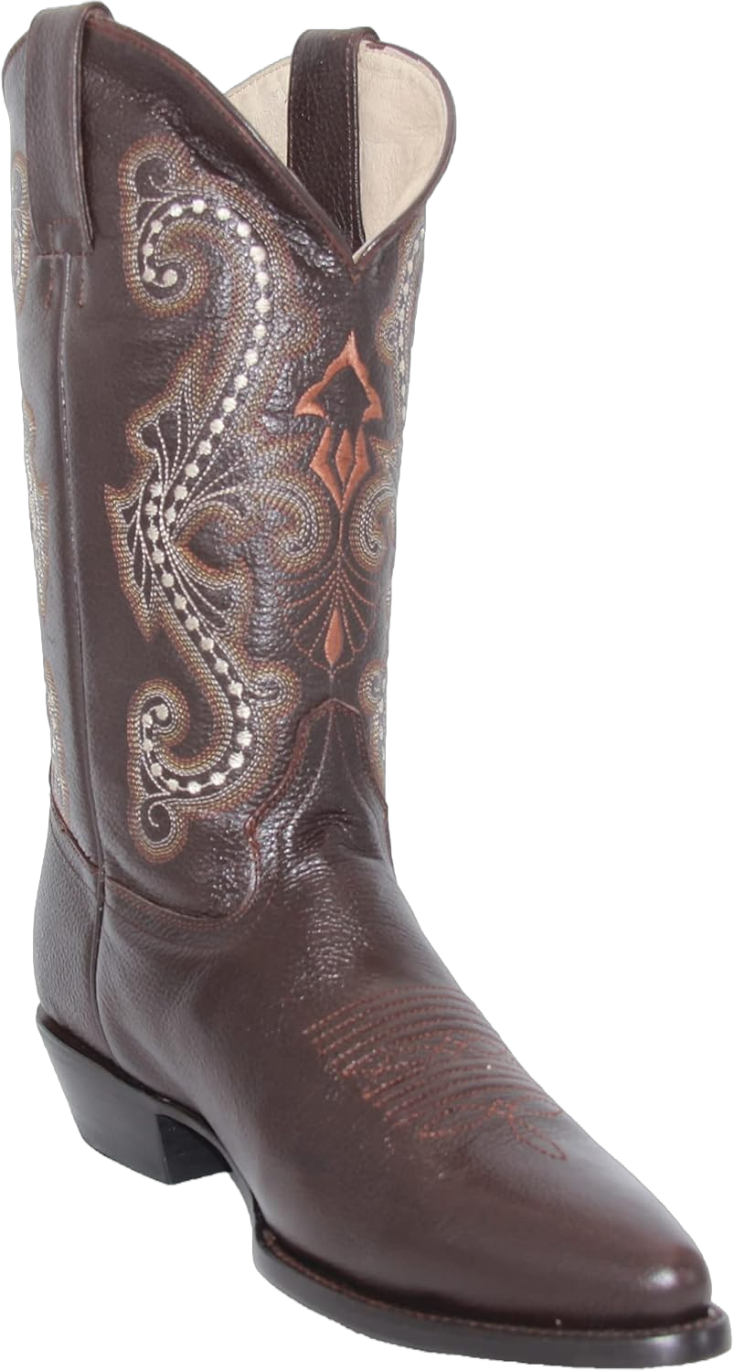 The Westerns Shops Men’s Genuine Leather Luxury J Toe Western Cowboy Boot 6.5 Brown