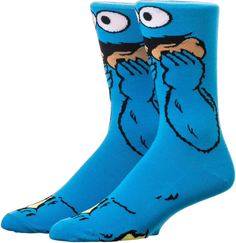 Bioworld 360-Degree Crew Socks for Men One Size Cookie Monster