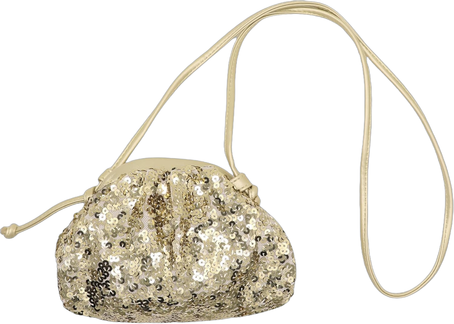 Women's Dumpling Bag Cloud Purse for Women Crossbody Purse Shoulder Bag Handbag Ruched Bucket Bag Sequins Golden