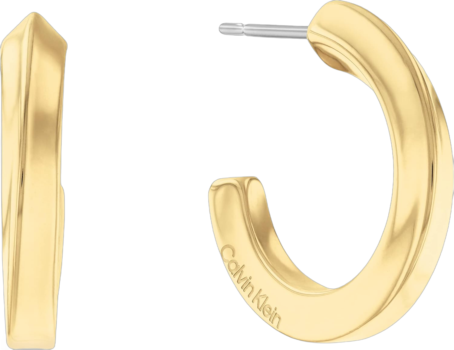 Calvin Klein Women's Stainless Steel Hoop Earrings: Sleek, Sculptural Elegance with a Feminine Twist Gold Plated