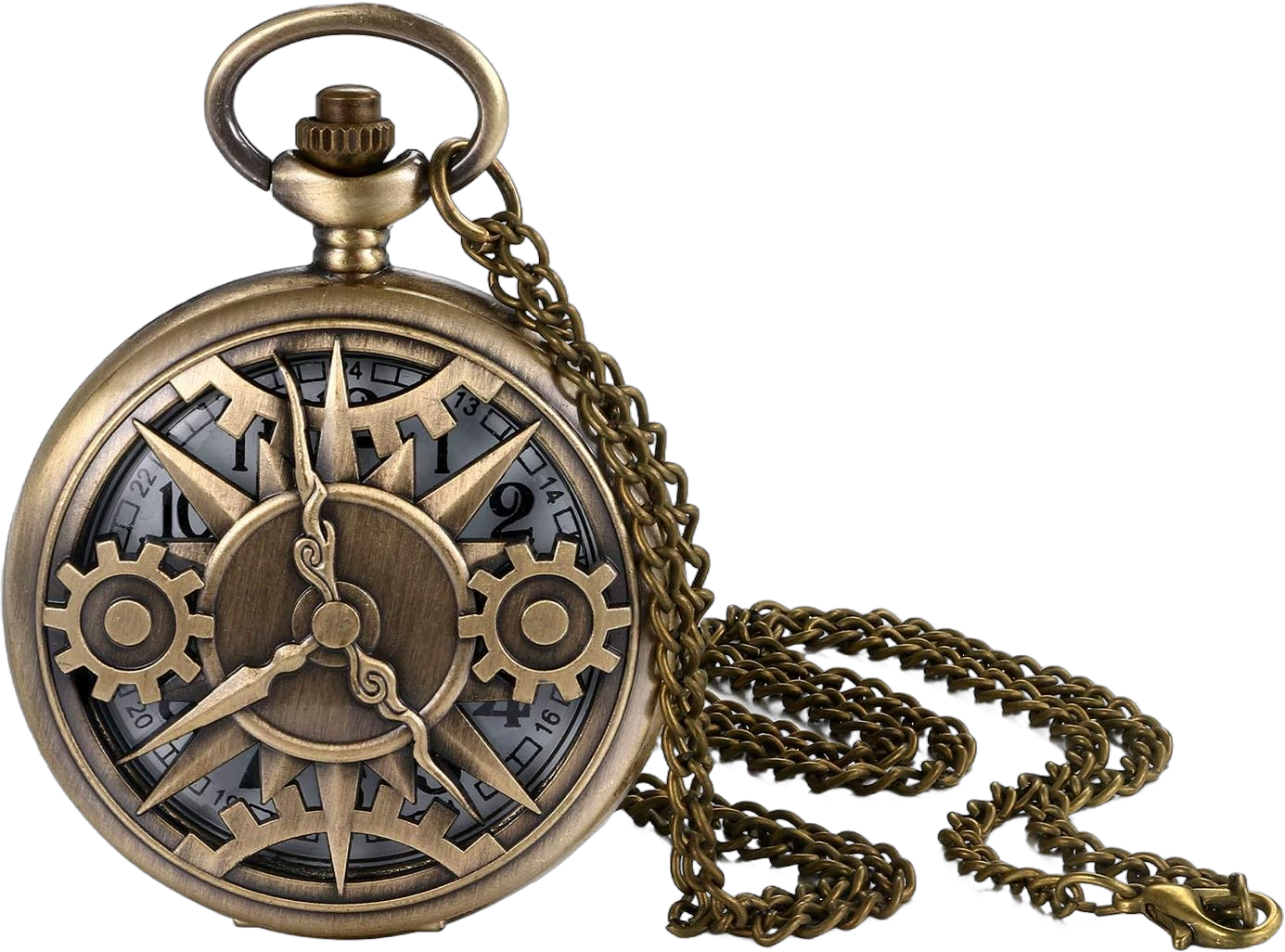 JewelryWe Vintage Pocket Watch Cool Gear Steampunk Retro Pendant Necklace Watch for Men Women for Christmas gear pointer