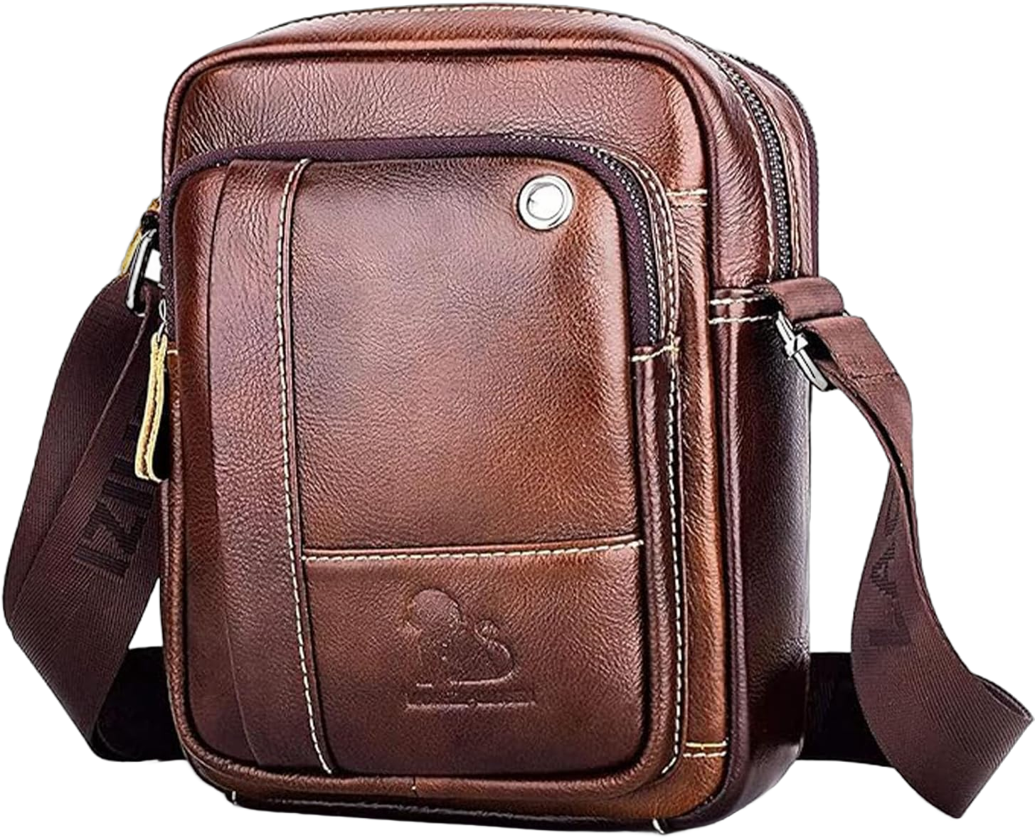 Small Crossbody Bags for Men Women,Genuine Leather Messenger Purse,Trendy Design Satchel Bag Brown Non-customized