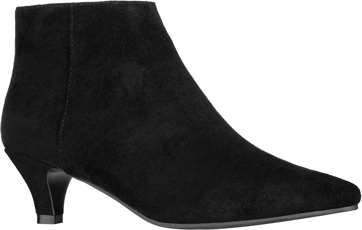 ILLUDE Women's Fashion Ankle Boots Pointed Toe Ankle Booties Low Heel Short Boots 6.5 Black Suede