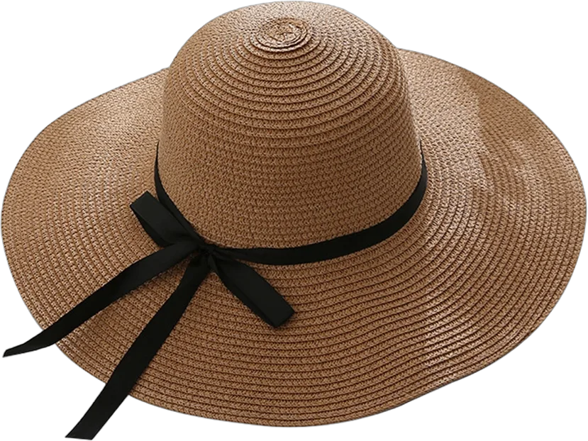 Cheers.US Sun Hats for Women Wide Brim Straw Hat Beach Hat Anti UV Foldable Packable Cap for Travel