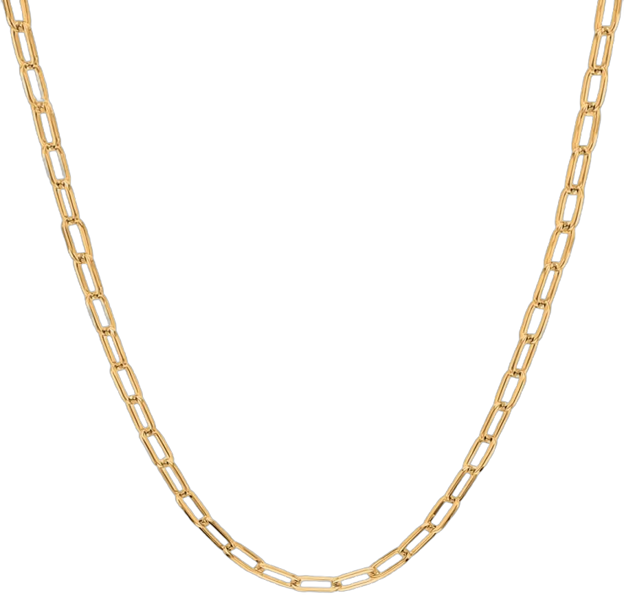 Savlano 925 Sterling Silver 4mm Solid Italian Diamond Cut Paperclip Link Chain Necklace with Gift Box for Women & Men - Made in Italy 24.0 Inches Gold Plated