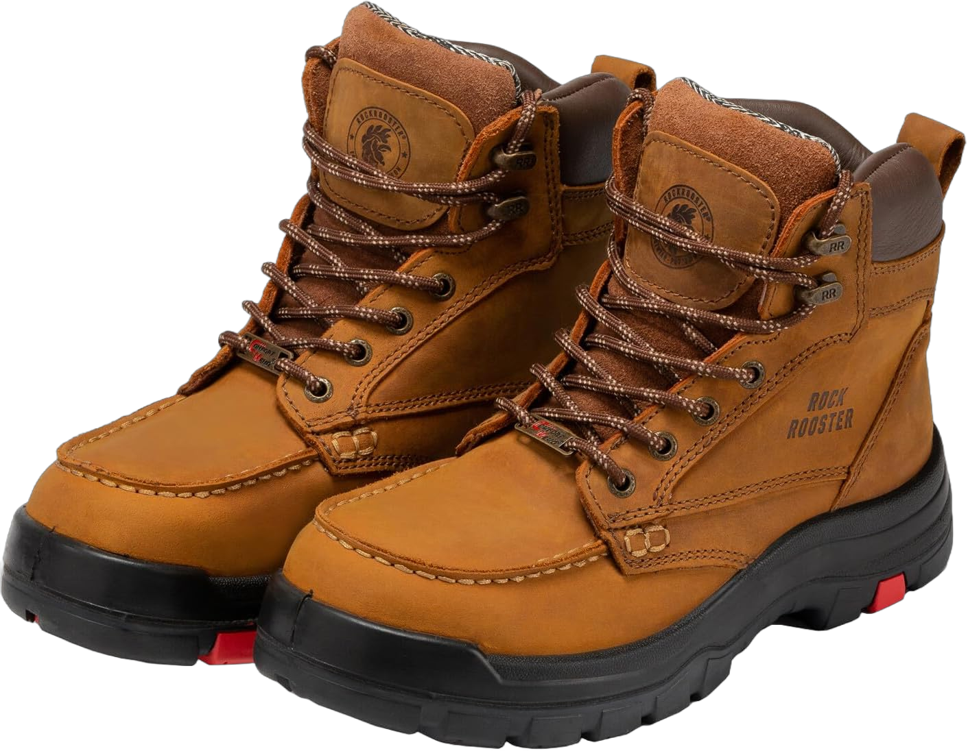 ROCKROOSTER Steel Toe Work Boots for Men, 6 Inch Wide Lace up ASTM F2413-18 EH Durable Moc Toe Work Boot(AK370)