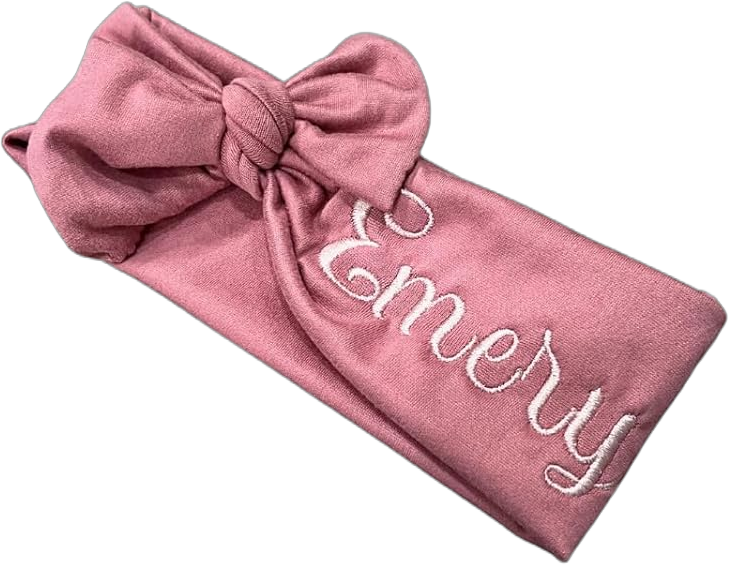 Girls Headband with Name - Baby Girls Headband Personalized - Girls Embroidered Headbands - Newborn Headbands with Bow - Girls Headbands - Knit Fabric Headband (1-3 Years, Red) 1 - 3 Years Red