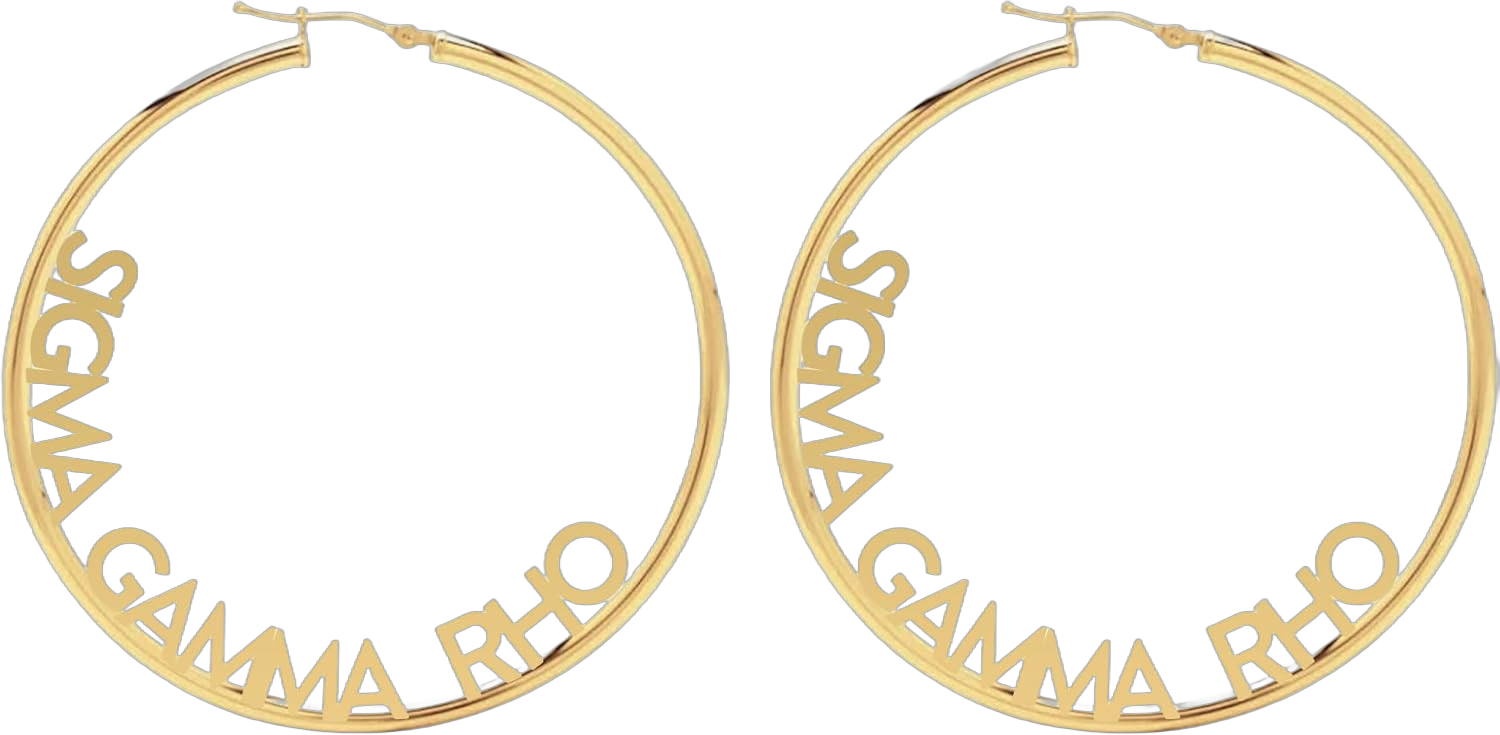 Sorority Shop Sigma Gamma Rho- Hoop 18K Gold Plated Dainty Earrings for Women - Sigma Gamma Rho Jewelry with Ideal 2" Diameter Hoops - Sigma Gamma Rho Gifts