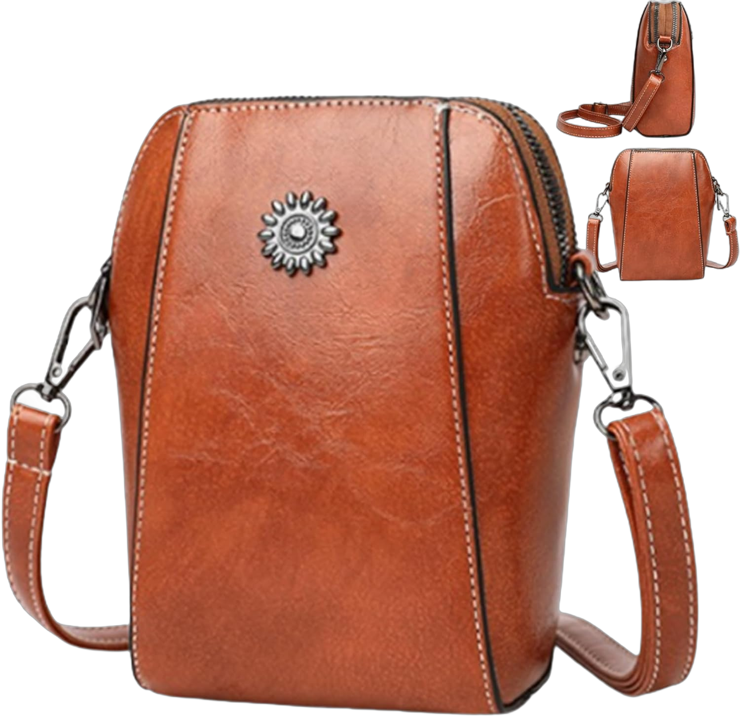 Phone Purse Vintage Crossbody Phone Bag for Women, Small Leather Cellphone Bag with Adjustable Strap Gifts for Ladies Brown