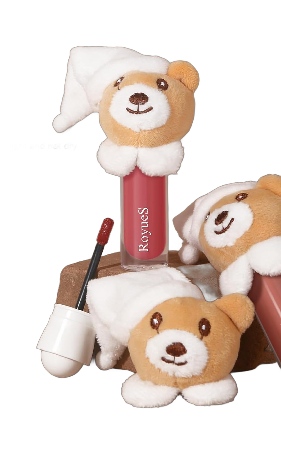 Muppet Bear Matte Lipstick Lip Mud Long-Lasting Velvet Creamy Matte Lip Gloss Lipstick Waterproof Velvet Lip Stain Ice Cream Mist Finish, Smudge-Proof Lip Glaze Christmas Gift For Women(05#) 05# Brick Red