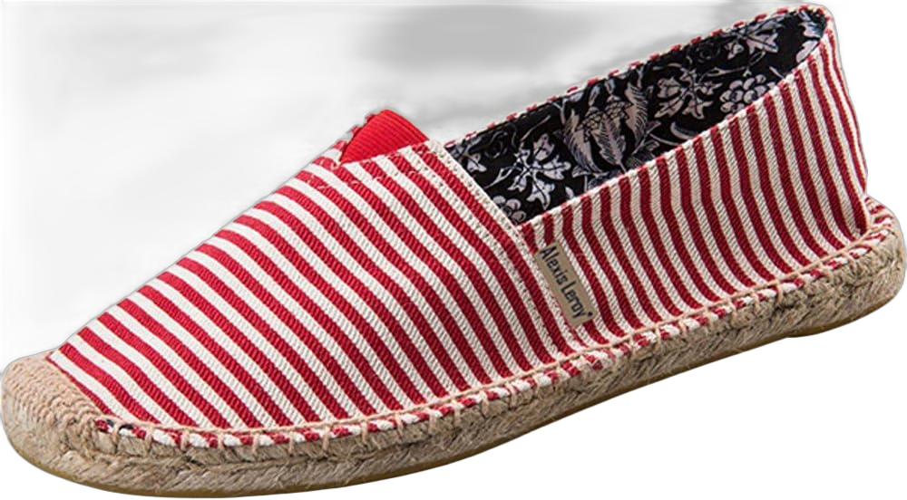 Alexis Leroy Women's Summer Stripe Canvas Flat Espadrilles 6-6.5 Red