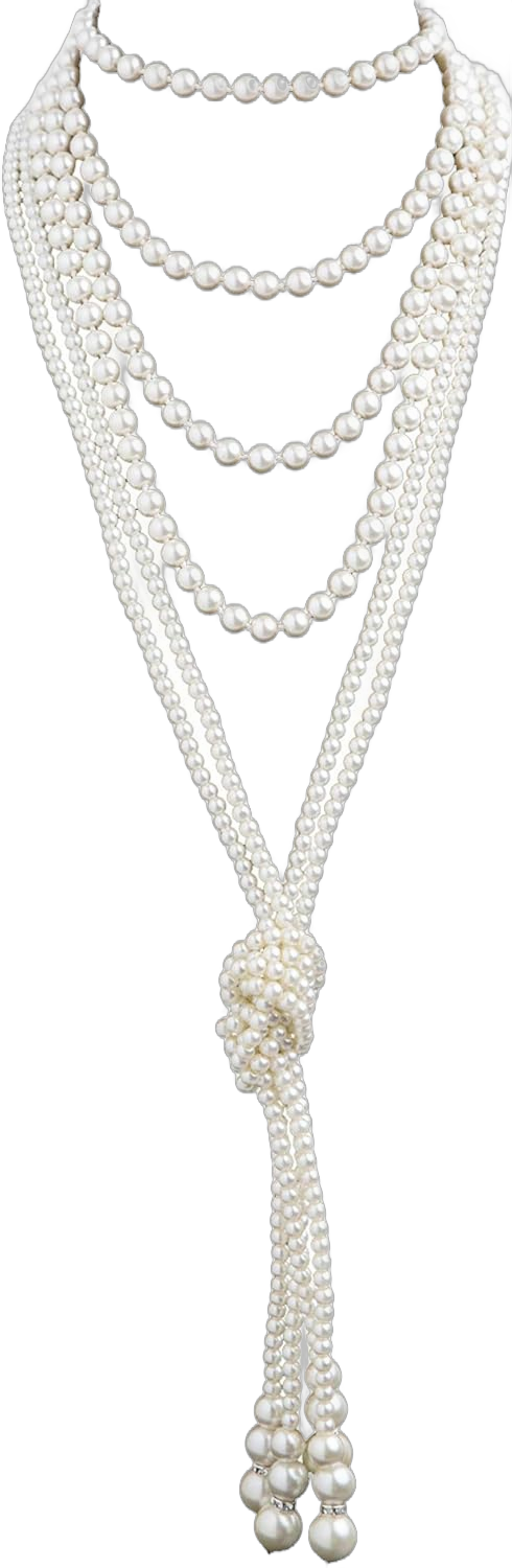 Cizoe 1920s Pearls Necklace Fashion Faux Pearls Gatsby Accessories Vintage Costume Jewelry Cream Long Necklace for Women B-A-knot Pearl Necklace*2 + 59" Necklace*1-white