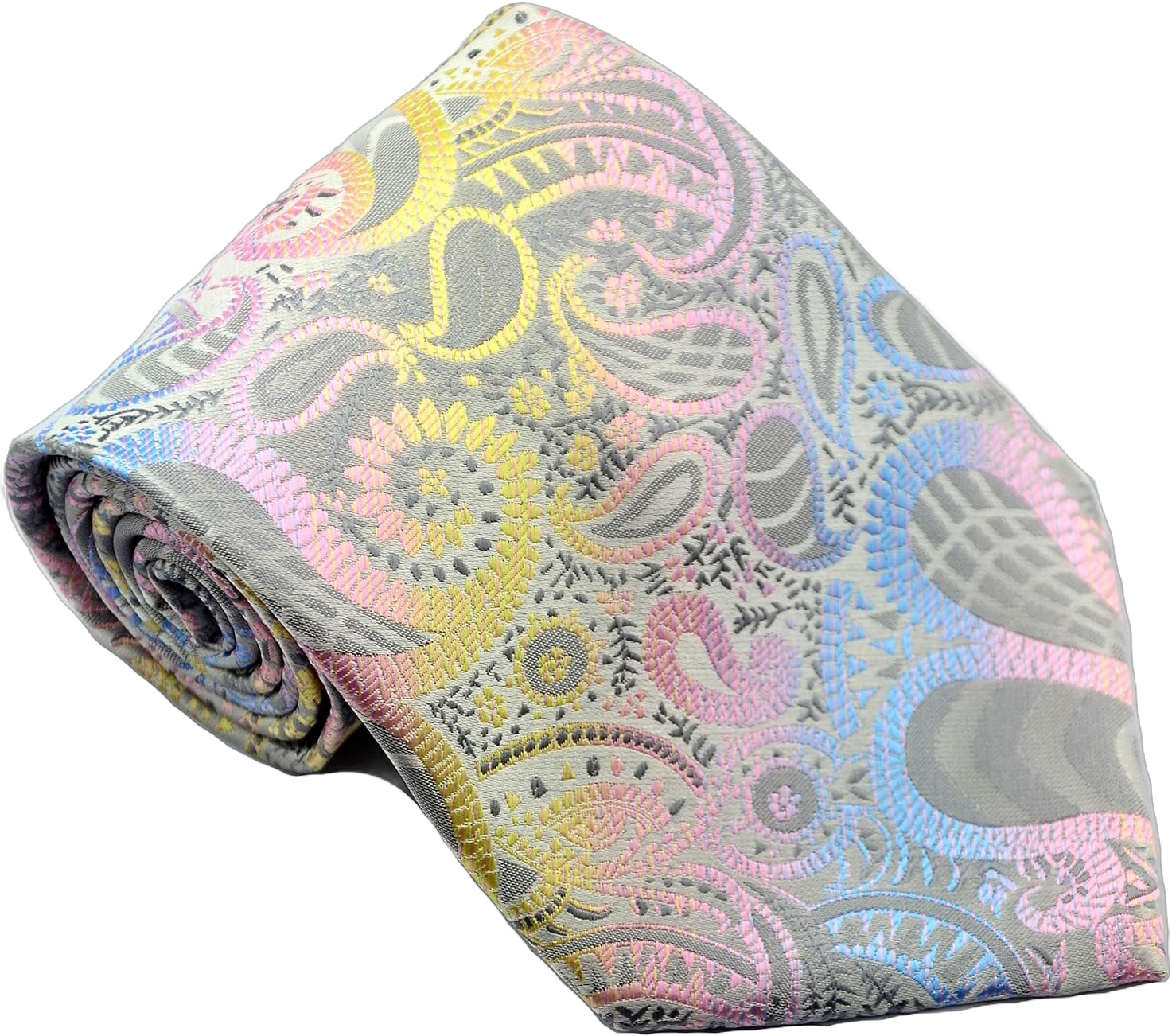 New Classic Paisley Floral JACQUARD WOVEN Silk Men's Tie Necktie Grey/Pink