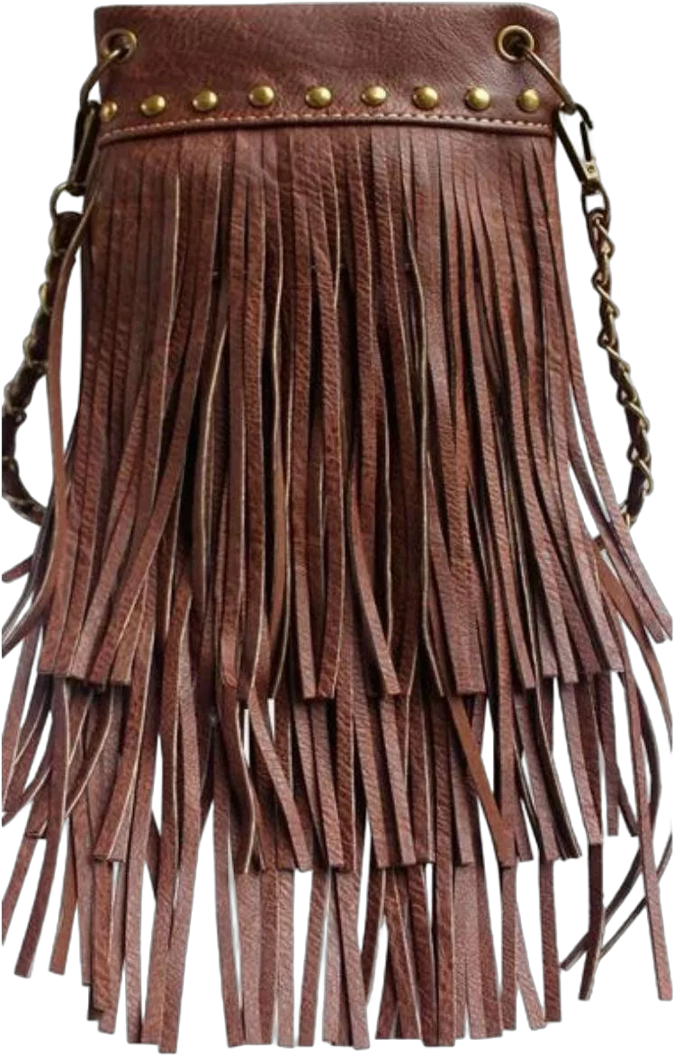 Daniel Smart Women's Crossbody Handbag, Three Layer Fringe w/ Antique Copper Metal, Brown