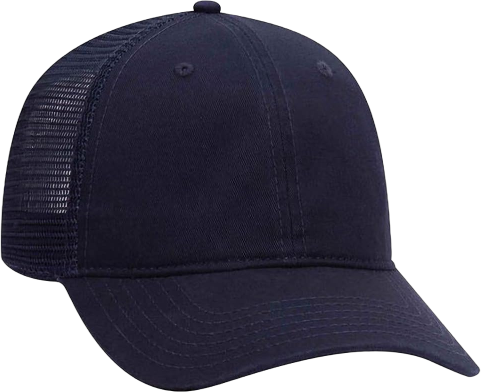 Ashen Fane 6 Panel Garment Cotton Twill Low Profiles Mesh Back Trucker Dad Hat One Size Navy