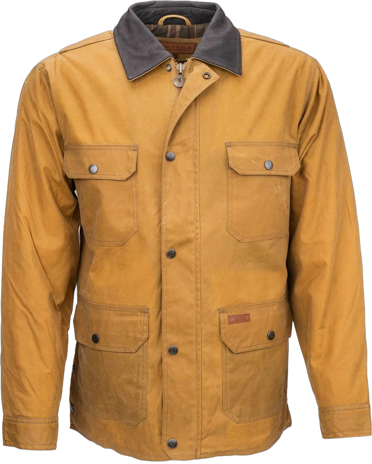 OUTBACK TRADING Men's 2146 Gidley Waterproof Breathable Fully Lined Cotton Oilskin Western Jacket Large Field Tan