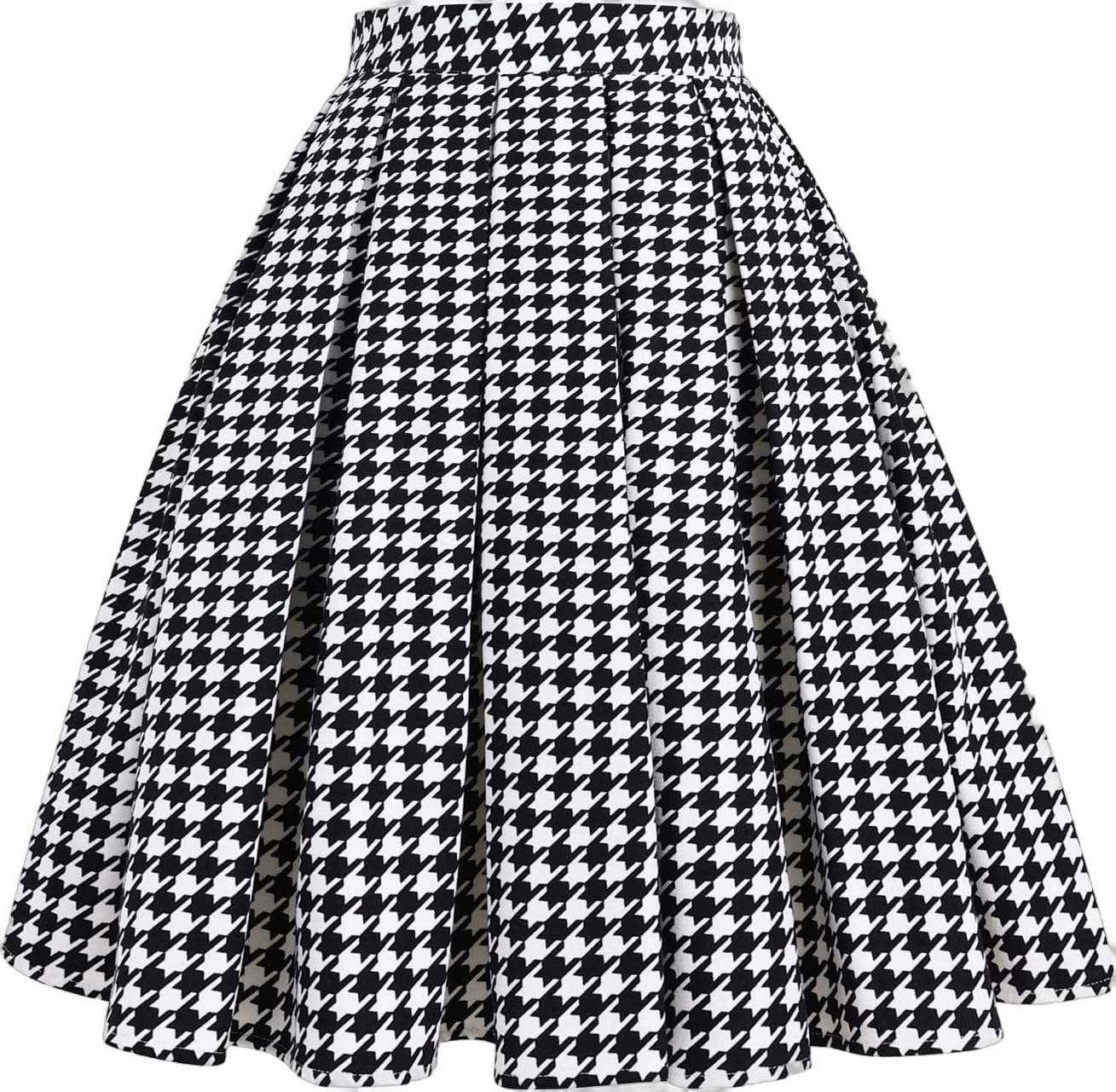 Women's 50s Poodle Skirts Vintage High Waist Swing A-Line Skirt 1950s Pleated Party Skirts Medium White Plaid