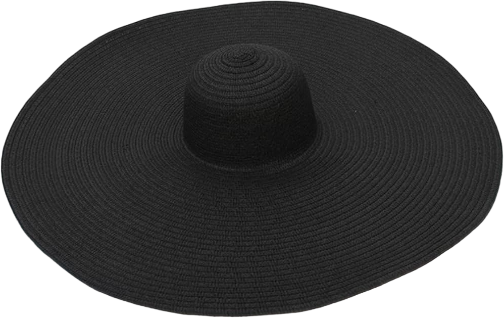 Oversized Straw Hat for Women Super Wide Brim Summer Sun Hat Packable Large Panama Beach Cap Sun Protection 6 7/8-7 3/8 Black