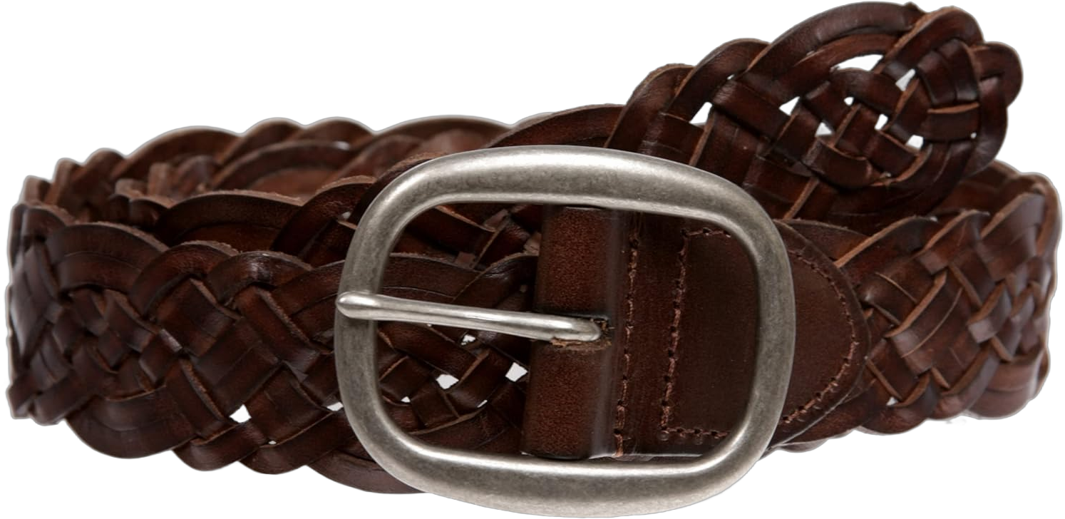 beltiscool 1 1/2" (37 mm) Women's Oval Braided Woven Leather Belt M/L - 36" Brown