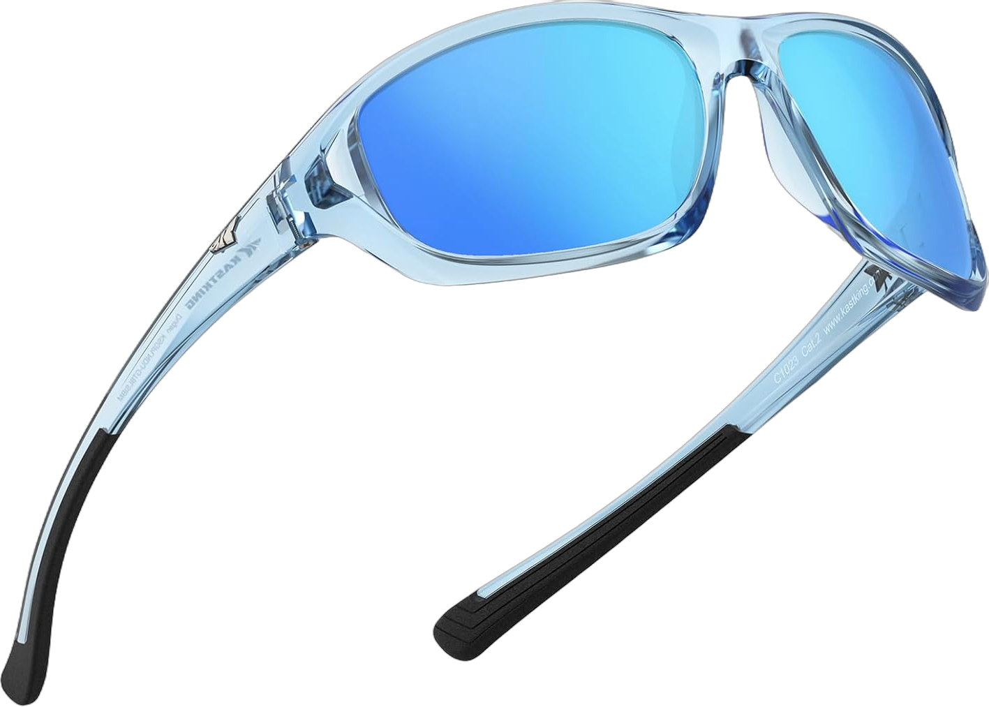 KastKing Dugan Polarized Sport Sunglasses for Men and Women, Ideal for Driving Fishing Cycling Running, UV Protection Frame:gloss Tal Light Blue/Lens: Smoke - Ice - (Ice Blue Mirror)