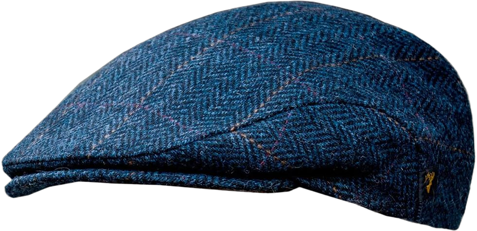 Men's Donegal Tweed Flat Cap - Traditional Style, Modern Fashion Item - Blue XX-Large Blue