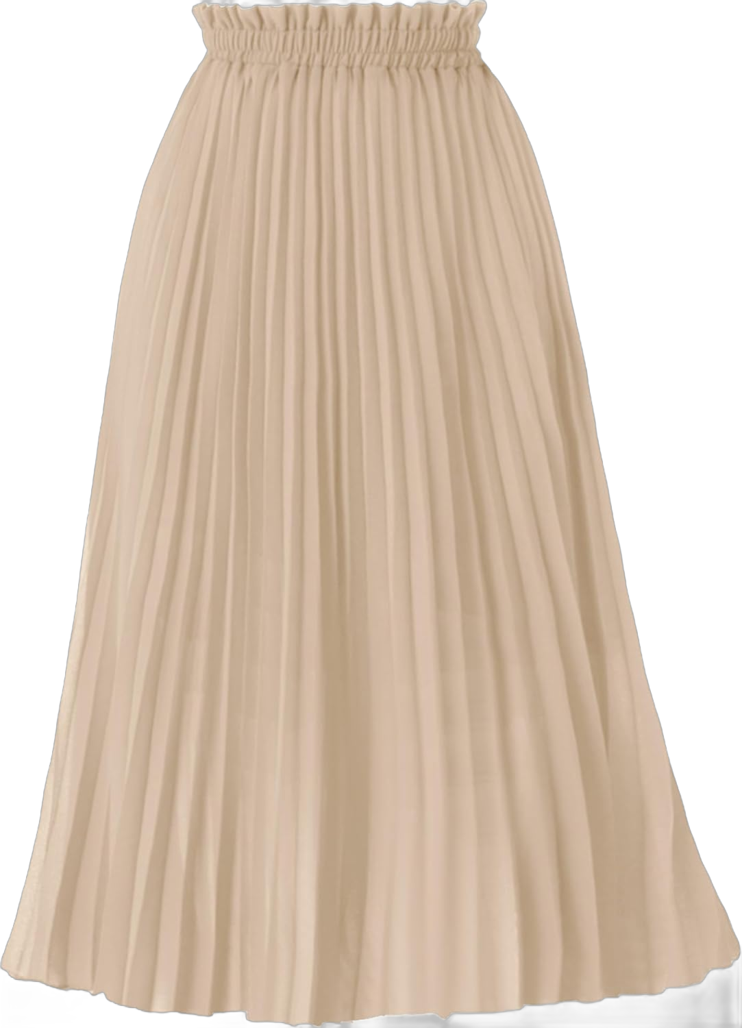 GOOBGS Women's Pleated A-Line High Waist Swing Flare Midi Skirt X-Large Beige